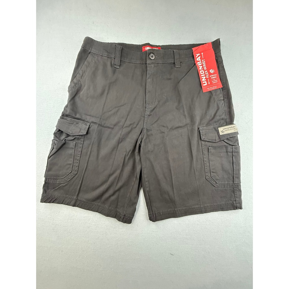 Unionbay Cargo Shorts Mens 40 Gray Flex Waist Stretch Cotton Blend New